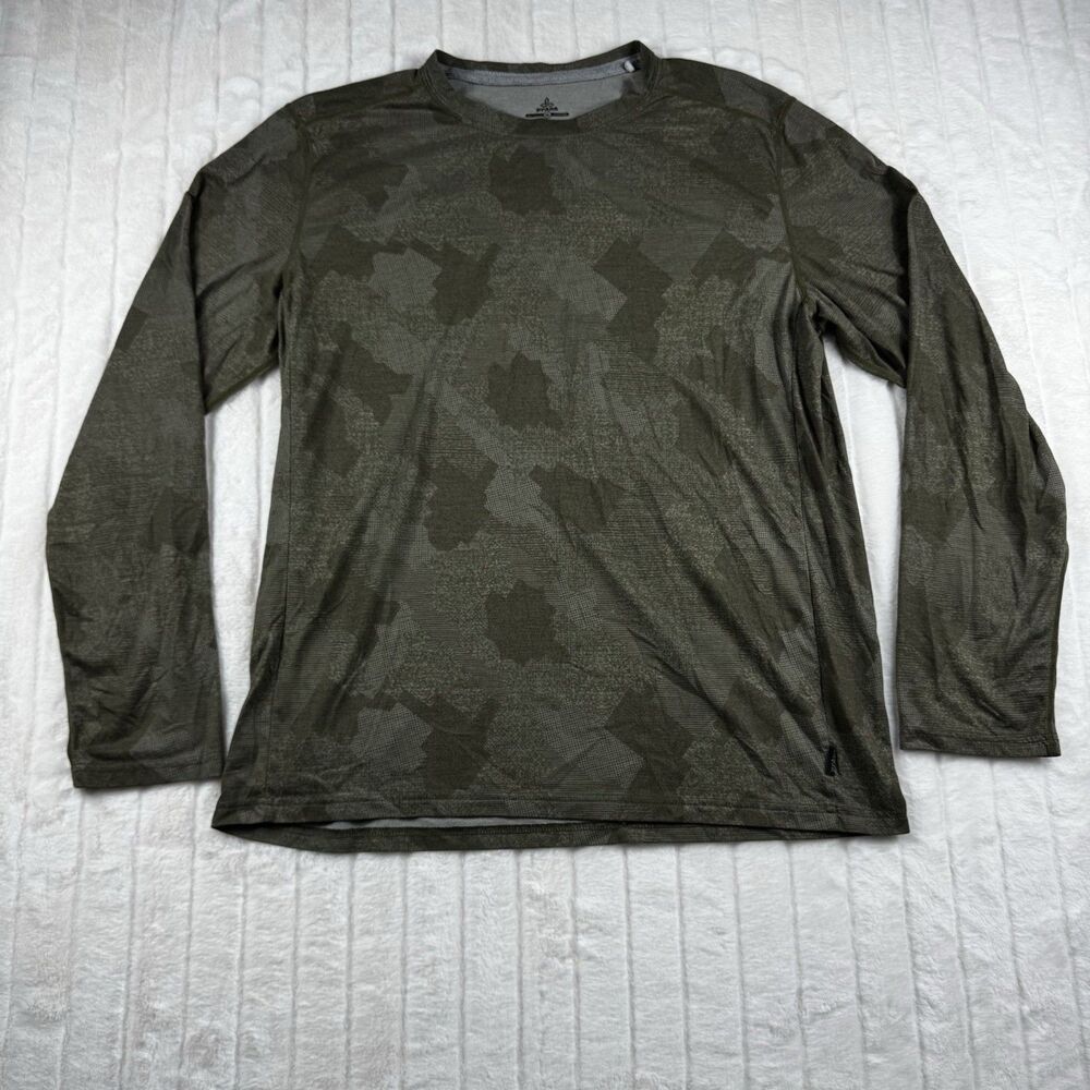 Prana Prospect Heights Graphic Long Sleeve Tee Men's Xl Olive Rye Harbor Camo
